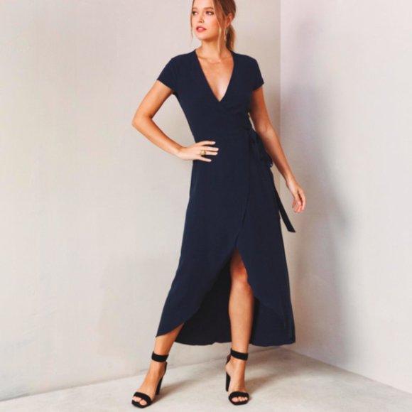 NWT  Monica Navy Wrap Dress - Picture 2 of 4